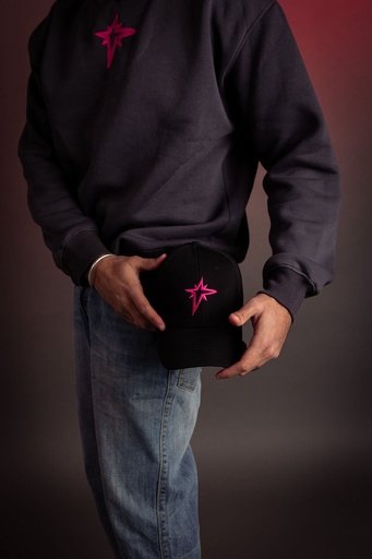 Black With Dark Pink Star Cap
